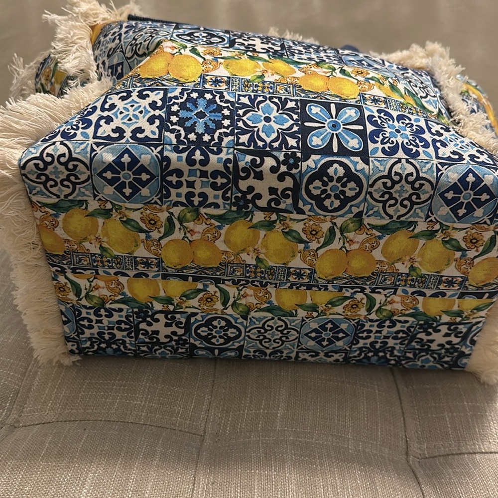 Russomar Sicilia Lemon Deruta Print Italy Souvenir tote bag NWT NEW - Picture 4 of 5